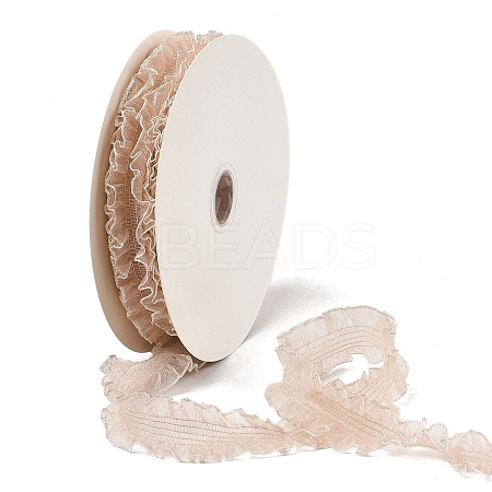 20 Yards Polyester Pleated Elastic Lace Trim SRIB-M015-01F-1