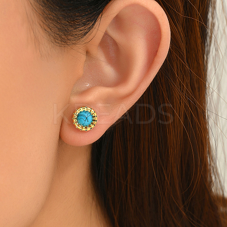 Stainless Steel Flat Round Stud Earrings DQ9727-1