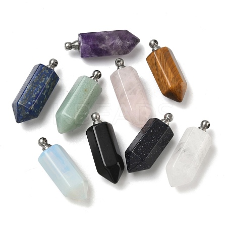 Natural & Synthetic Mixed Gemstone Perfume Bottle Pendants G-H332-09P-1