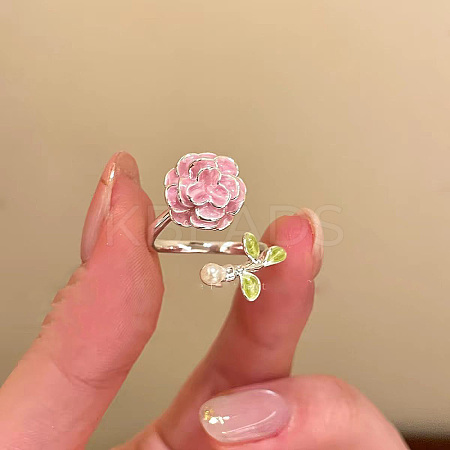 Alloy Enamel Cuff Open Rings for Women WGBBBE7-01-1