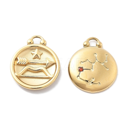 PVD Vacuum Plating 304 Stainless Steel Rhinestone Pendants STAS-R130-01G-07-1