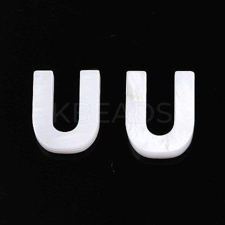 Natural Freshwater Shell Letter Charms BSHE-ZX007-02U-1