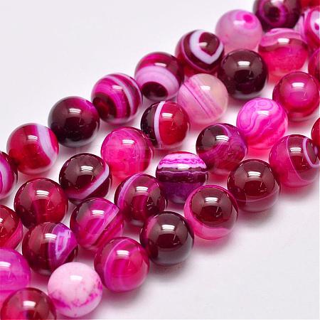 Natural Striped Agate/Banded Agate Bead Strands G-G962-12mm-01-1