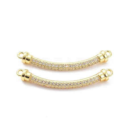 Brass Micro Pave Clear Cubic Zirconia Normal Link Connectors ZIRC-K086-31G-1