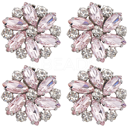 4Pcs Brass Rhinestone Detachable Shoe Buckle Clips AJEW-GF0008-76-1