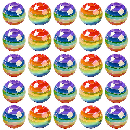 40Pcs Pride UV Plating Rainbow Iridescent Acrylic European Beads MACR-SC0002-66-1