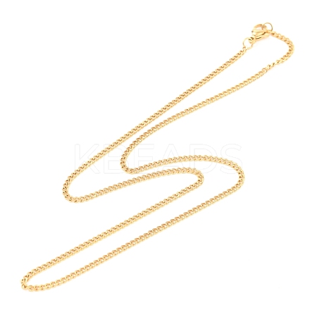 Ion Plating(IP) 304 Stainless Steel Curb Chain Twist Chain Necklace NJEW-H215-01G-1
