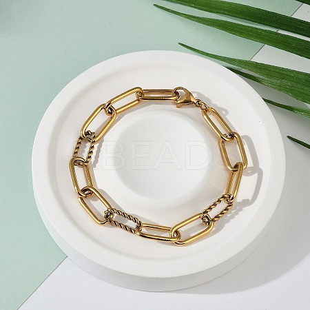 Ion Plating(IP) 304 Stainless Steel Paperclip Chain Bracelets LS-BJEW-F412-02G-1