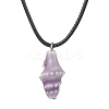 Handmade Porcelain Shell Shaped Pendant Black Waxed Cotton Cord Necklaces NJEW-JN05271-4