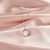 Shell Pearl Oval Pendant Necklaces NJEW-L125-008P-2