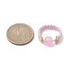 Glass Round Ball Braided Bead Style Finger Ring RJEW-JR00600-01-3
