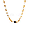 Golden Stainless Steel Oval Pendant Necklace Curb Chains SU2397-1-1