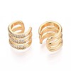 Brass Micro Pave Clear Cubic Zirconia Cuff Earrings EJEW-T047-85G-2