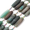 Frosted Natural Green Onyx Agate Beads Strands G-P605-M02-01-2