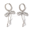 Bowknot Brass Micro Pave Clear Cubic Zirconia Hoop Earrings for Women LS-EJEW-A110-03P-2