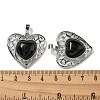 Natural Obsidian Peach Love Heart Pendants G-G158-01L-3