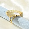Flower 304 Stainless Steel White Shell Finger Rings for Women RJEW-G346-11G-02-1