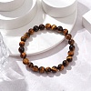 Natural Tiger Eye Round Beads Stretch Bracelets BJEW-JB11490-1