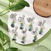 Natural Peridot & Quartz Crystal Chips Pendant Decoration HJEW-JM02100-04-2