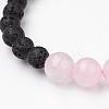 Natural Rose Quartz & Lava Rock Beaded Stretch Bracelets BJEW-JB02703-01-3