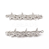 Brass Micro Pave Clear Cubic Zirconia Connector Charms KK-E068-VB074-2