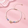 Starfish Natural Agate & Amazonite & Shell Pearl Beads Braided Bead Bracelets for Women BJEW-JB12765-01-1