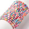30Pcs 30 Style Polymer Clay Heishi Beaded Stretch Bracelets Set with Inspiration Word BJEW-JB07593-5