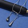 304 Stainless Steel Snake Chain Lariat Necklaces with Teardrop Ends NJEW-D300-02P-3