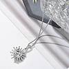 304 Stainless Steel Sunflower Pendant Box Chain Necklaces for Women NJEW-R011-01P-2