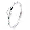 Cubic Zirconia Snake Hinged Bangle with Enamel BJEW-G673-03P-4