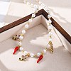 Brass Micro Pave Clear Cubic Zirconia Beaded Necklaces NJEW-Z059-06G-01-2