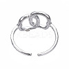 Non-Tarnish 304 Stainless Steel Interlocking Oval Open Cuff Ring RJEW-T023-79P-2