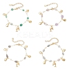 4Pcs Natural Morganite & Amethyst & Green Agate & Labradorite Link Bracelets for Women BJEW-JB12116-2