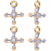 10Pcs Brass Clear Cubic Zirconia Tiny Cross Charms KK-BBC0015-92-1