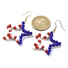 Independence Day Glass Seed Beaded Dangle Earrings EJEW-TA00363-3