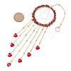 Wire Wrapped Natural Red Jasper Chips Ring Hanging Ornaments HJEW-JM02371-01-3