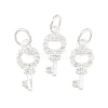 925 Sterling Silver Pave Clear Cubic Zirconia Key Charms STER-A049-07S-1