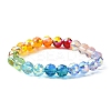 Rainbow Color Faceted Round Glass Stretch Bracelets for Women BJEW-JB09481-02-1