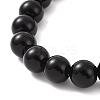 Synthetic Black Stone & Alloy Buddha Head Beaded Strech Bracelets BJEW-JB09420-02-3