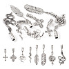16Pcs 8 Styles Tibetan Style Alloy Cord Ends with Pendants FIND-TA0004-20-1
