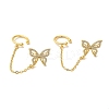 Rack Plating Brass Micro Pave Clear Cubic Zirconia Cuff Earrings for Women EJEW-G403-01G-1
