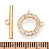 Brass Micro Pave Clear Cubic Zirconia Toggle Clasps KK-E068-VC174-4