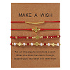 Faux Pearl & Brass & Glass Braided Bead Bracelet Sets WG4426-16-1