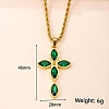 304 Stainless Steel Pave Cubic Zirconia Religion Cross Pendant Necklaces for Men Women WG31638-02-2