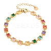 304 Stainless Steel Pave Colorful Cubic Zirconia Tennis Bracelets for Women BJEW-T023-02A-G-2