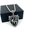 Vintage 304 Stainless Steel Skull Shield with Dragon Pendant Necklaces for Men IV2024-3