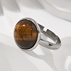 Half Round Natural Tiger Eye Finger Rings RJEW-M062-01P-08-5