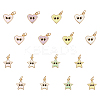 16Pcs 2 Style Real 18K Gold Plated Brass Enamel Charms KK-FH0002-11-1