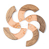 Transparent Resin & Walnut Wood Pendants RESI-S389-007A-B04-1