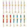 15Pcs 5 Colors Natural Carnelian & Green Aventurine & Rose Quartz & Amethyst & Apatite Faceted Round Beaded Pendants PALLOY-CA00041-1